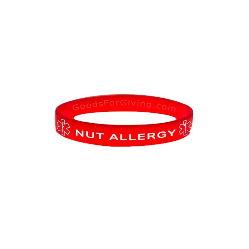 Goods For Giving Nut Allergy ID Bracelet Wristband - Red