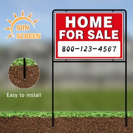 Home For Sale Sign with Stakes, Double Sided Signs, For Sale By Owner Signs for Real Estate, Yard Sign for Home House Real Estate,(3 Pack)