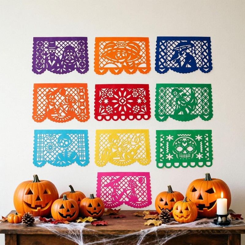 100PC Papel Picado Mexicano para Altar Día Muertos 37x25 cm
