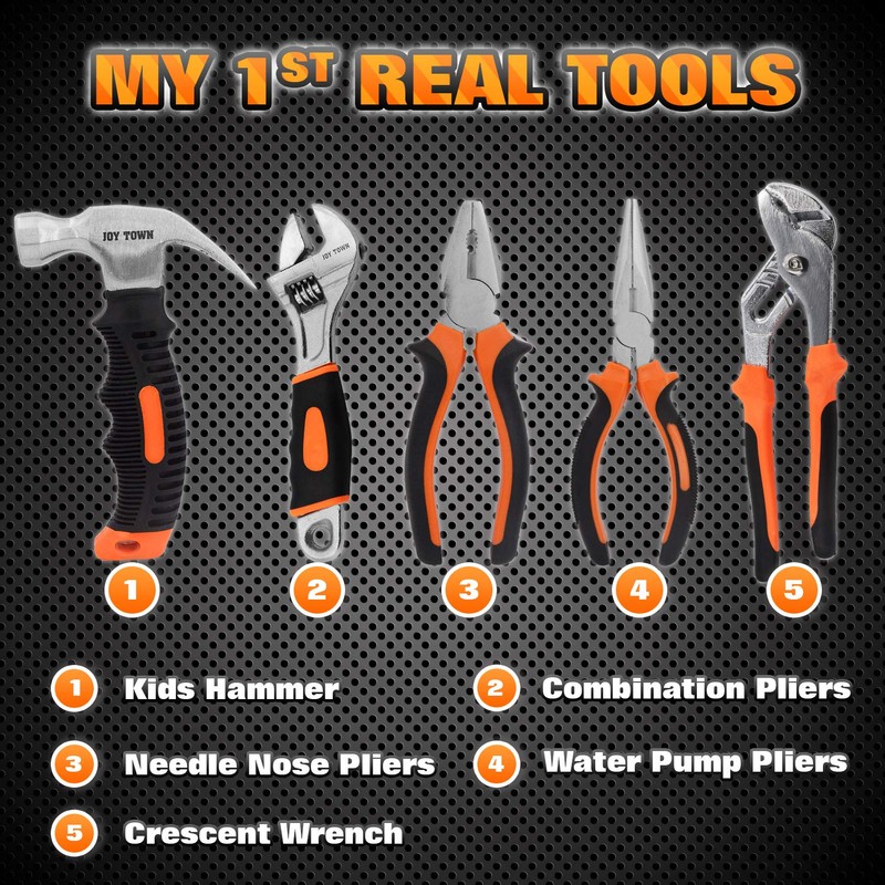JoyTown Kids Real Tool Set - Junior Steel Forged Tool