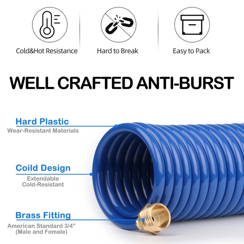 FUNJEE EVA Coil Garden Hose for Gardener: Retractable Self Coiling
