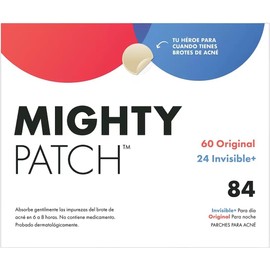 Mighty Patch Parches para Acné. Pack Variado 84 Parches Hidrocoloides para Acné. 60 Original + 24 Invisible. Absorben las Impurezas. No Contienen Medicamento. Probados Dermatológicamente.