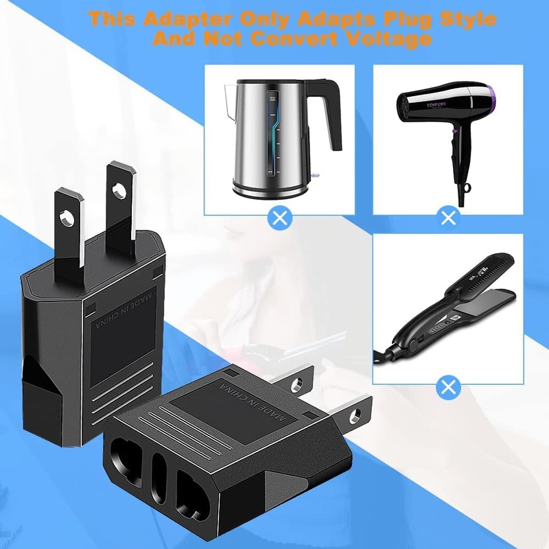 Europe to US Plug Adapter, HICITY 8-Pack Travel Power Plug