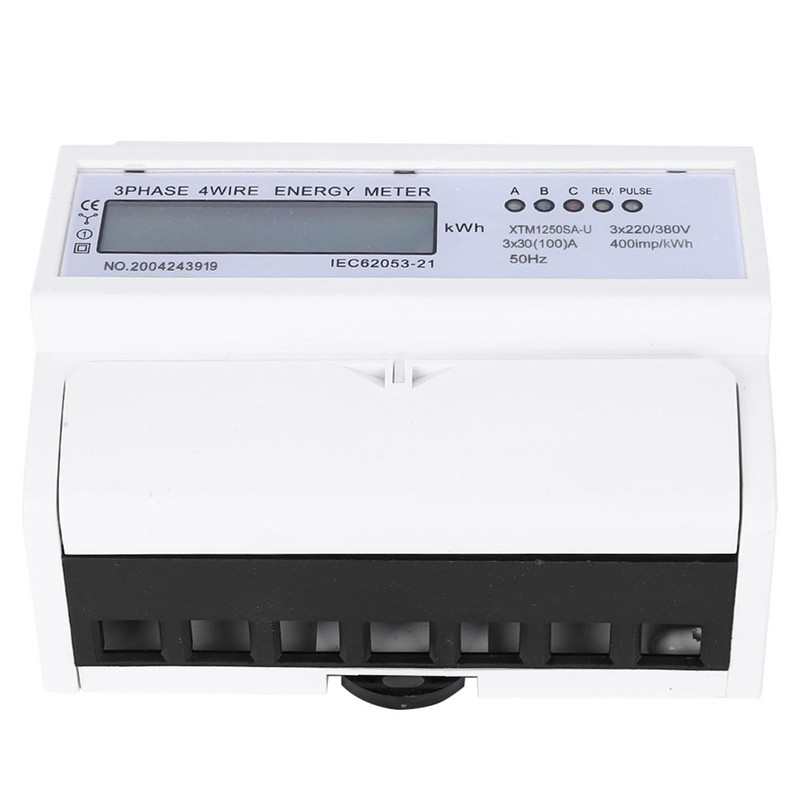 Digital 3 phase 4 Wire 7P Din Rail Electric Meter