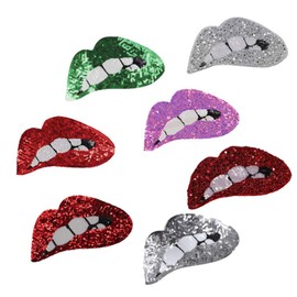 SUPVOX 7pcs Big Lip Shaped Embroidery Patch Stickers Sequin Sew On Applique Decals for DIY T-Shirt Sweater Hoodie Transfer Paper(Random sew/Iron on Type)