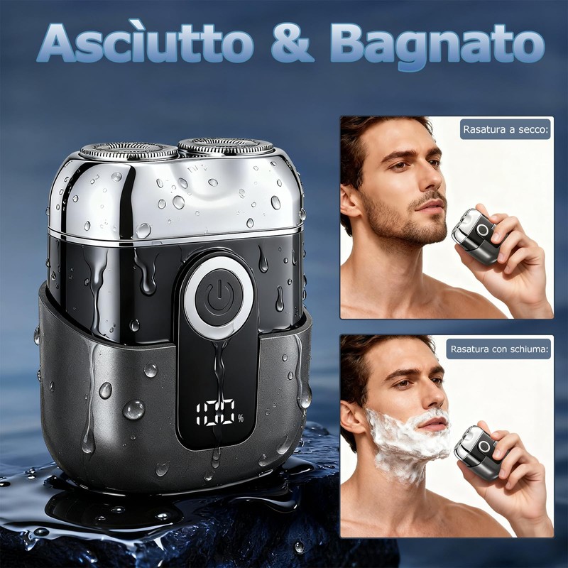 Mini Rasoio Elettrico Barba Uomo - Rasoio da Viaggio Portatile