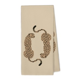 XBBMGG Funky Leopard Cheetah Kitchen Towels, Trendy Preppy Cheetah Gifts for Women Teen Girl Dish Hand Tea Towels, Maximalist Leopard Decorative Towel for Dorm Bathroom Restroom Decor, 16x24inch