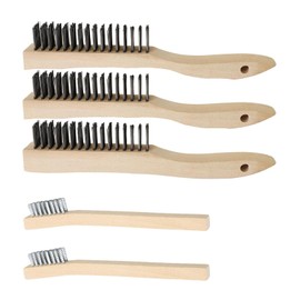 5 Bürsten zum Reinigen und Entfernen von Schmutz Drahtbürsten Set, Stahlbürste Grill Perfekt für Holz, Metall, Grillroste 5er Pack, Holzfarben