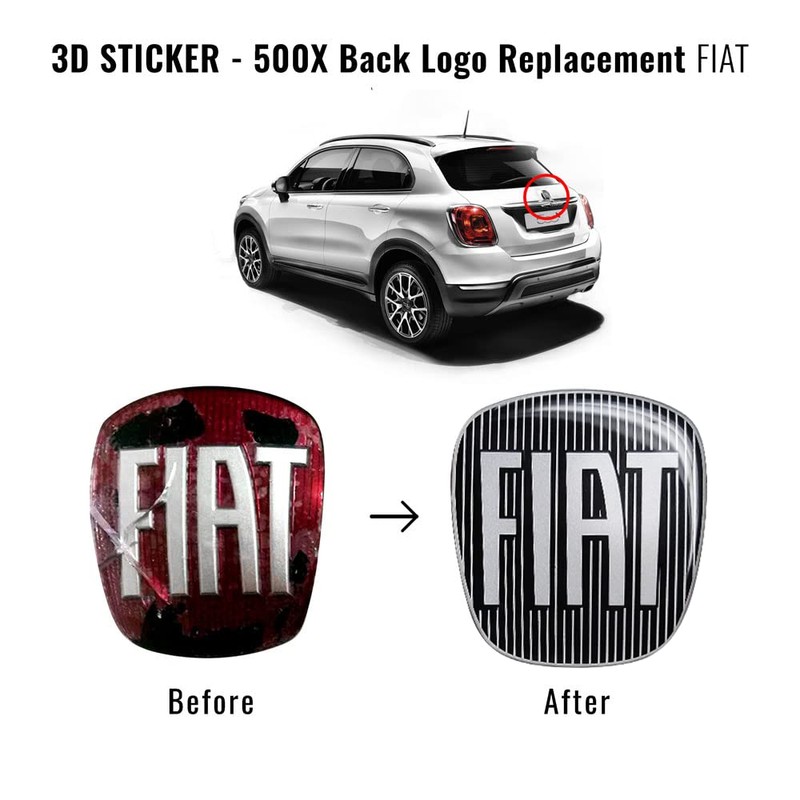 Fiat 14186C 3D Sticker Logo 500X Rear Black 71x65mm