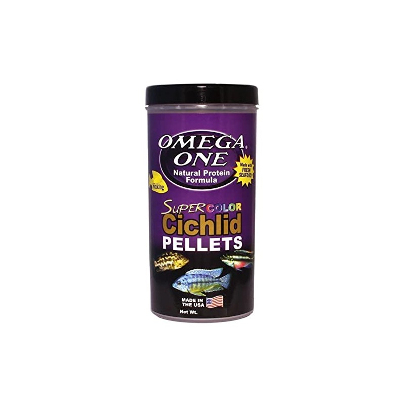 Omega One Super Color Sinking Cichlid Pellets, 2mm Large Pellets,