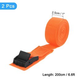 uxcell Tie Down Straps, 2Pcs Adjustable Buckle Lashing Straps, 6.6' x 1" Cinch Strap for Luggage Packing, Cargo, Trucks (Orange)