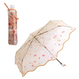 Wpc. PT-0070-002 Vinyl Umbrella, Mini Orange, Folding Umbrella, Ribs, 21.3 inches (54 cm), Women's, Stylish, Cute, Terrazzo Pattern, Handle, Clear, Glitter, Nanami Cut, Commuting to Work, School,