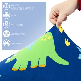 Cloele Crib Bedding Set for Boys Girls 3 Piece Dinosaur Baby Bedding Set - Soft Comforter Bed Set includes Quilt with Minky Dots Toddler Pillowcase Crib Sheet - Navy Nursery Bedding Set for Boys