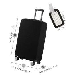 KGDUYC Suitcase Protective Cover, 1 x Black Suitcase Cover, Elastic Plain Suitcase Cover, Suitcase Protective Cover, Luggage Cover (M 22-24 Inches)