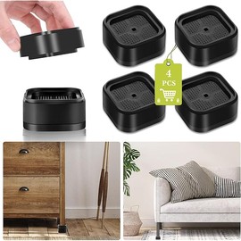 4 Pack Furniture Risers 1 Inch, Adjustable Bed Risers Heavy Duty for Table Desk Couch Chair Sofa Cabinet Bed Legs Dorm, Square Stackable Bed Raisers Blocks Lift Height 1", 2" or 3", Black