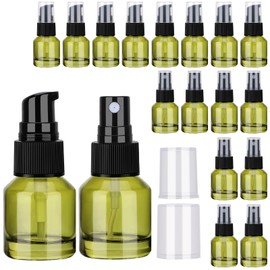 Segbeauty 18pcs 0.5oz Glass Liquid Travel Containers of 9pcs Lotion Pump Bottle Dispenser, 9pcs Empty Spray Bottle, 15ml Refillable Mini Travel Bottles for Cosmetics, Small Pump Container for Liquids