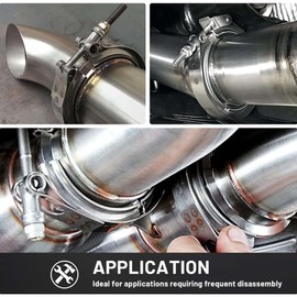4 Inch Stainless Steel V Band Clamp with Mild Steel Male Female Flanges for Turbo Exhaust Downpipes Racing Ford Pickup Truck Exchange Exhaust Accessories(2 PCS)