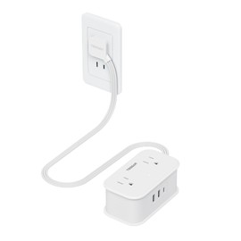 Extension Cord, 19.7 inches (50 cm), Power Strip with USB, Low Profile Plug, TESSAN 4 AC Outlets, 1 Type C and 2 Type A, Multi-Tap, Thin, Outlet, Branching, Business Trips, Travel, 2 Pin/3 Pin