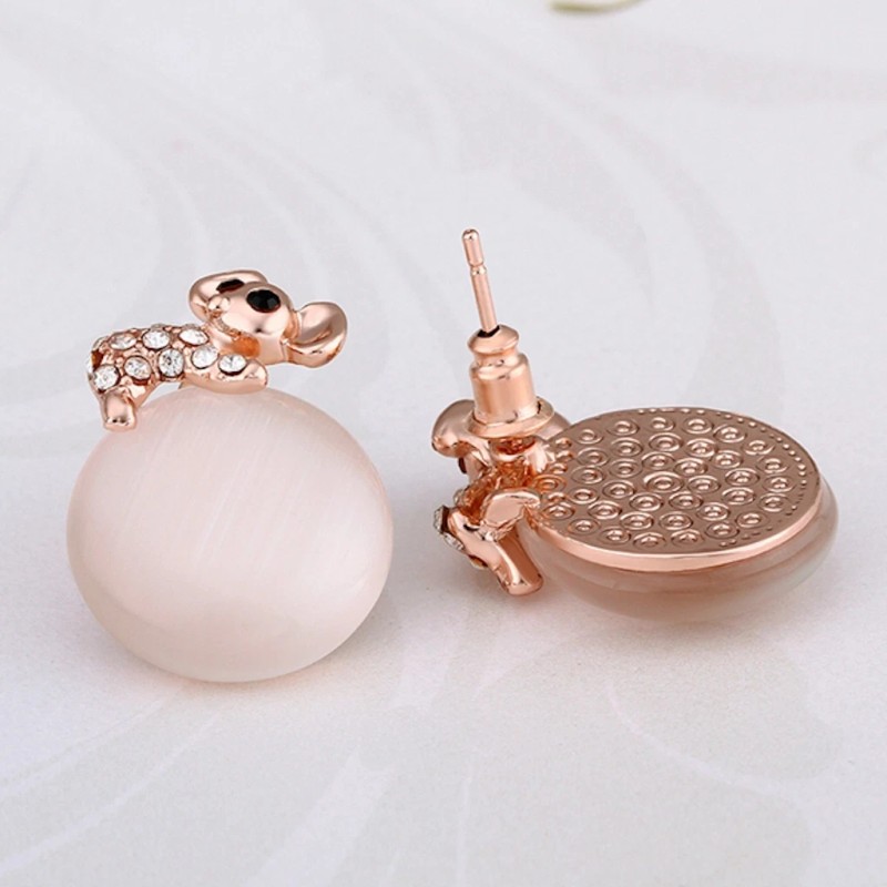LZD 18K Rose Gold Zirconia Drop Stud Earrings L93