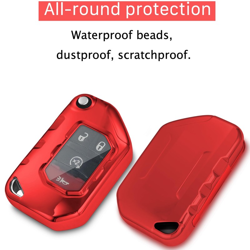 Kirsnda for Jeep Key fob Cover with Keychain,Soft TPU Key