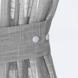 jinchan Linen French Door Curtains with Open Weave Door Curtain 72 Inches Long Drape Rod Pocket 1 Panel Drapes Light-Filtering Privacy Window Decor 1 Tieback Included Grey Semi-Sheer