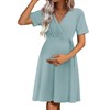 Ekouaer Maternity Nursing Dress V Neck Short Sleeve Breastfeeding Dresses