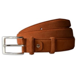 PASQUALE CUTARELLI Mens Plain Dress Italian Suede Leather Belt Cognac Small 34 Inches