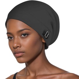 Satin Lined Sleep Cap Bonnet,Satin Bonnet Sleep Cap for Curly Hair and Braids,Silk Hair Cover Bonnet,Stay On All Night Wrap with Adjustable Strap,Shower Caps,for Women and Men Hair Care