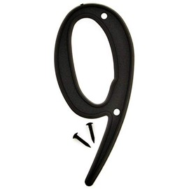 Hy-Ko 4” Classic Black Reflective Plastic House Number, Modern Raised Numbers for Exterior House, Durable Convenient Marking for Home Address with Included Mounting Hardware for Simple Installation
