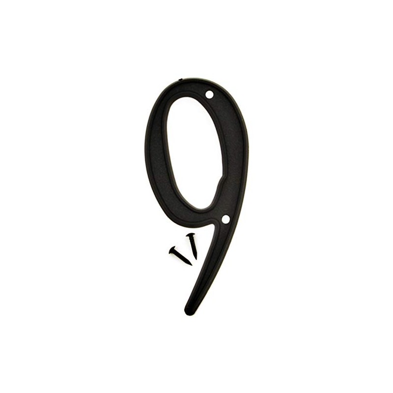 Hy-Ko 4” Classic Black Reflective Plastic House Number, Modern Raised
