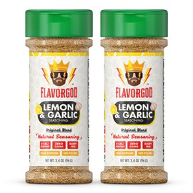Lemon Garlic Seasoning Mix, 2 Bottles by Flavor God - Premium All Natural & Healthy Spice Blend for Chicken, Seafood & Vegetables - Kosher, Low Sodium, Gluten-Free, Vegan & Keto Friendly