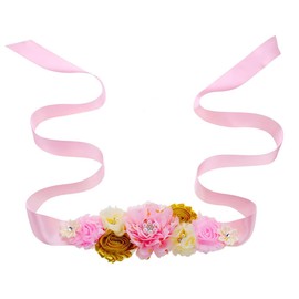 LDDCX Handmade Flower Sash Belt for Maternity Pregnancy Baby Shower Wedding Party.(LDZ27) (B)