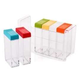 6 Case Spice Shaker Jars, Colorful Salt Spices Condiment Container Case Seasoning Shaker Box Condiment Set, Transparent Condiment Jar Storage Container Storage Bottle Box Set