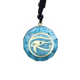 PELEIFA Orgone Eye of Horus Aquamarine Necklace,Orgone Energy Amulet Necklace,Aquamarine for Meditation