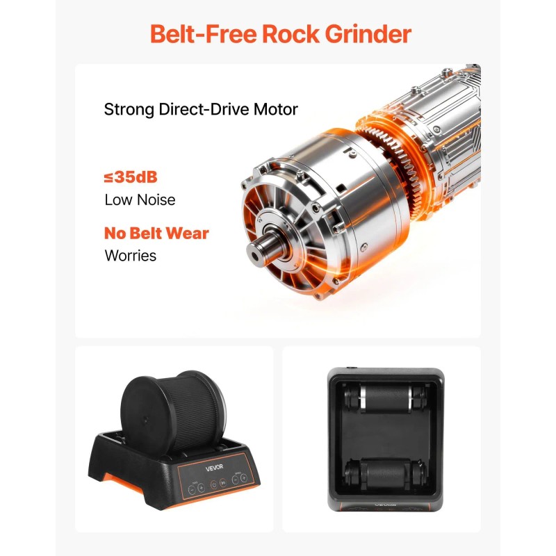 Rock Tumbler Kit 4-Speed 1-9 Day Timer Direct Drive Motor