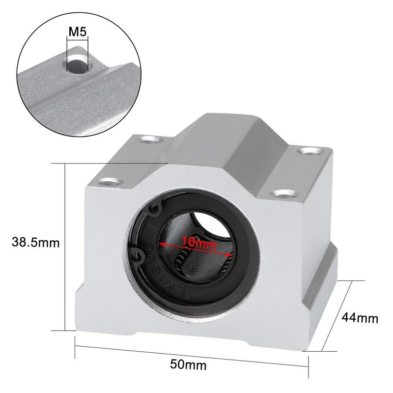 HiPicco Linear Motion Ball Bearing Slide Block, SCS16UU 16mm Pillow