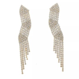 neXxtten Gold Tone Metal Rhinestone Dangle Post Earrings ESE2529-GCL