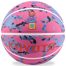 KUYOTQ Size 6 Basketball 28.5", Pink Graffiti Girls Womens Thickened Rubber Basketball in&Outdoor Play, Vibrant & High Bounce (Without Pump)