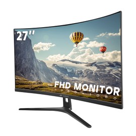 CRUA 27" Curved Monitor, FHD(1920x1080P) VA Panel, 100HZ, 120% sRGB Professional Computer Monitor, Narrow Bezels on Three Sides, Blue Light Filter, Office and Dormitory(HDMI, VGA)-Black
