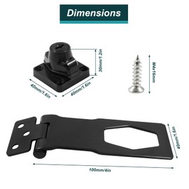 Waziaqoc 2 Pcs 4 Inch Keyed Hasp Locks, Cabinet Locks with Keys Door Latch Twist Knob Keyed Locking Hasp Padlock Latch Lock for Drawers and Closets(Black)