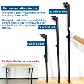 Benbuoo Folding Adjustable Table Legs 21 to 35 inch, Metal Telescopic Storage Desk Legs for Outdoor Camper, RV, Coffee Dinner Table, Tabletops, Kitchen, DIY Bar Desk, Tablesaw, 2pcs Black