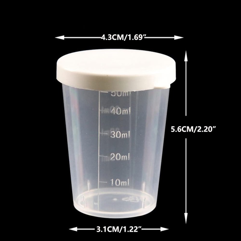 Re-useable Transparent Plastic Beakers Graduated Measuring Specimen Cup 50ml PP