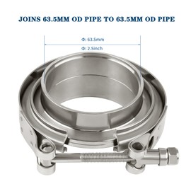 DOCAS 1pc Diameter 63.5 mm (2.5 Inch) V-Band Clamp + Flanges Complete Stainless Steel Extra Turbo Hose, Stainless Steel V Band Clamp Set Turbo Exhaust System Quick Release