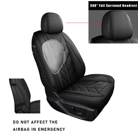 YOVEMEY Truck Seat Covers Compatible with Ford F-150 2009-2024 XL XLT Lariat King Ranch Platinum Tremor Pickup Faux Leather Cushion Protector Fit Ford F150 Crew Cab(Black, Front Seat)