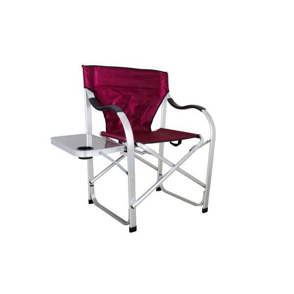 Stylish Camping SL1215 Burgundy Heavy Duty Folding Camping Director Chair with Side Table