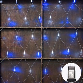 woohaha LED Net Mesh Fairy String Decorative Lights 192 LEDs 9.8ft x 6.6ft with 30V Safe Voltage for Christmas Outdoor Wedding Garden Decorations (192LED, White+Blue)