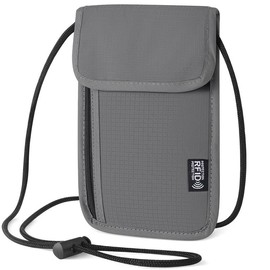 5.5" L x 7.9" W Travel Neck Wallet  RFID Blocking Passport Holder Security Lightweight Pouch Gifts for Women Men(Gary) - Color: Gray