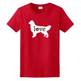 Dog Owner Gifts Golden Retriever Love Dog Paw Prints Ladies T-Shirt 2XL Red