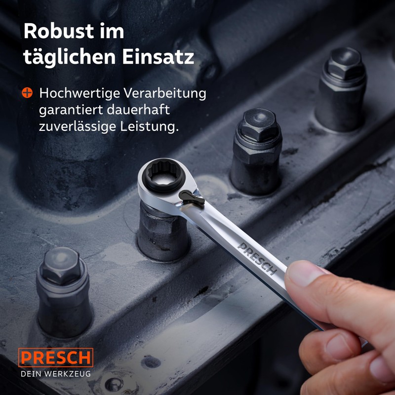 PRESCH Double Ratchet Wrench Set 3 Pieces (8-19 mm) with