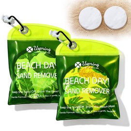 Uspring 2 Pack Sand Remover for Beach Vacation Essentials Summer Must Haves Sand Remover with Velcro, Replaceable Powder Bag, Beach Accessories for Women Kids Family Cruise Trip Gifts, Generous 500g